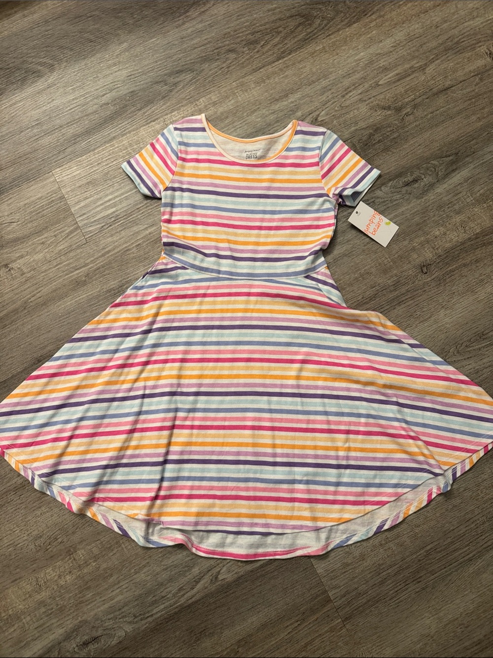 jumping beans Multi-Color Striped Twirl Dress - Pink, Yellow, Purple
